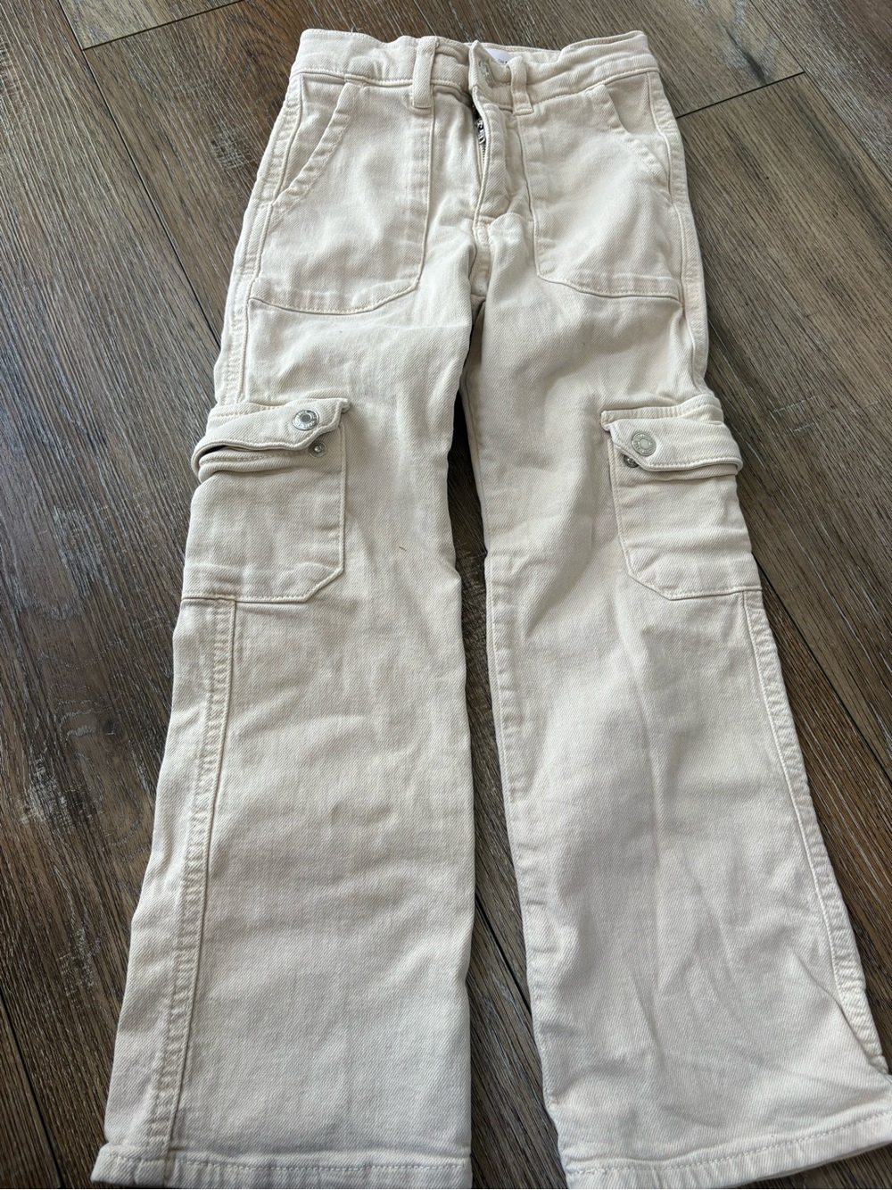 Zara Cream Kids Jeans - Neutral Cotton Bottoms size 7 baggy